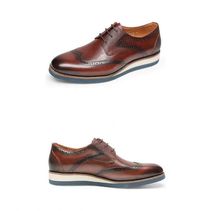 Pánska Formálna Obuv Exotic Textured Wingtip Príležitostná Oxford - Káva