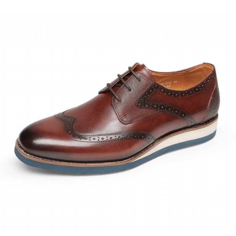 Pánska Formálna Obuv Exotic Textured Wingtip Príležitostná Oxford - Káva