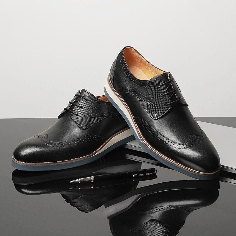 Pánska Formálna Obuv Exotic Textured Wingtip Príležitostná Oxford - Čierna