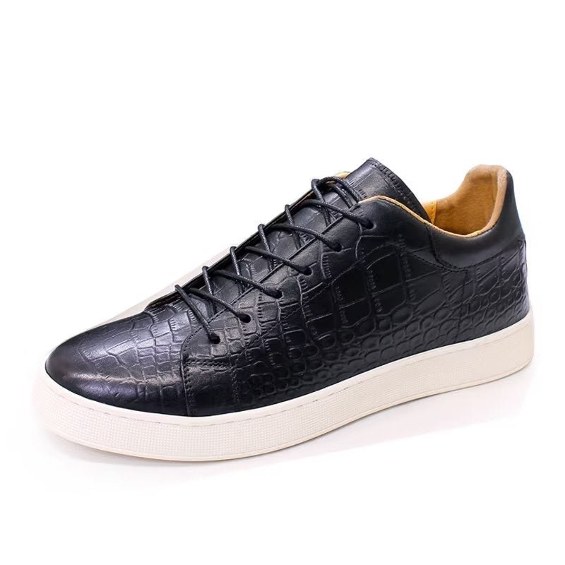 Pánska Obuv Pre Voľný Čas Crocodile Leather Chic Croc Textúra - Čierna