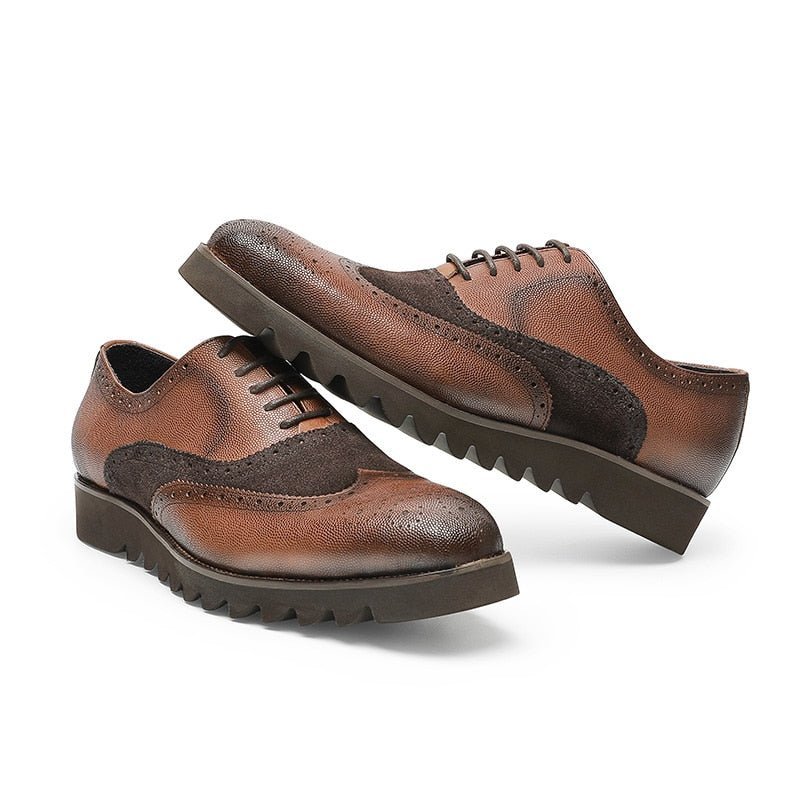 Pánska Spoločenská Obuv Alligator Luxury Wingtip Brogue Ležérna - Káva