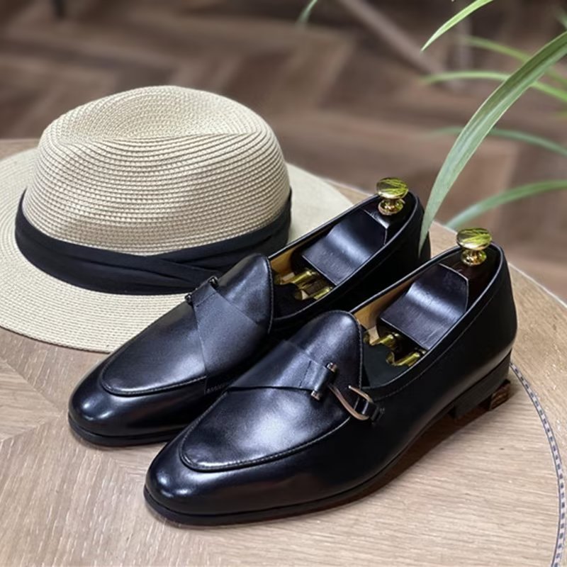 Pánska Spoločenská Obuv Classic Brogue Slip-ons - Modrá