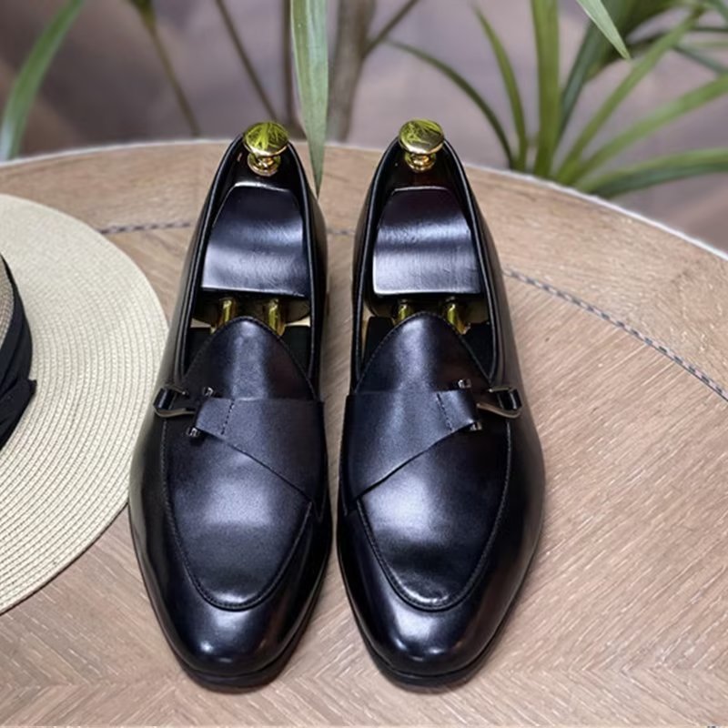 Pánska Spoločenská Obuv Classic Brogue Slip-ons - Modrá