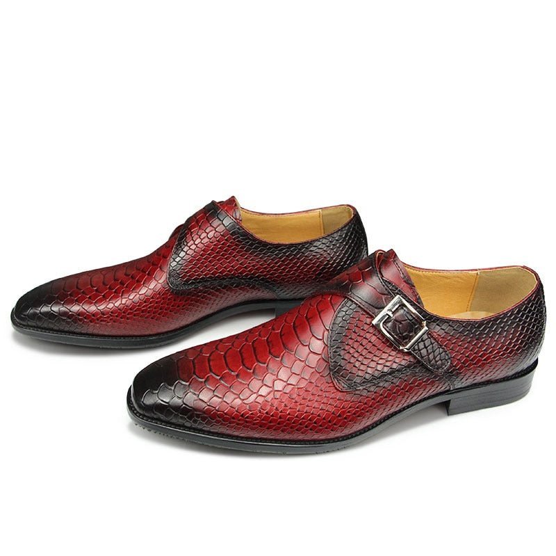 Pánska Spoločenská Obuv Crocodile Textured Pointe Toe Monkstrap Spoločenské Topánky