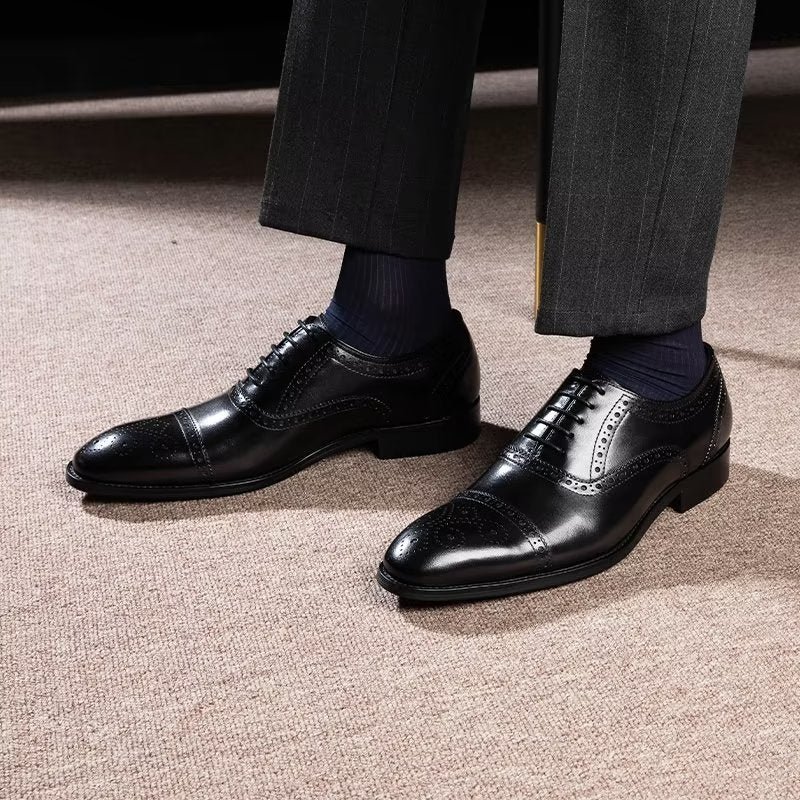 Pánska Spoločenská Obuv Elegantná Značky Brogues - Čierna