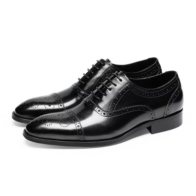 Pánska Spoločenská Obuv Elegantná Značky Brogues - Čierna