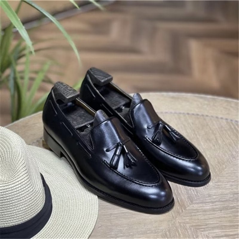 Pánska Spoločenská Obuv Elegantné Kožené Topánky Oxford V Štýle Tassel Brogue - Čierna