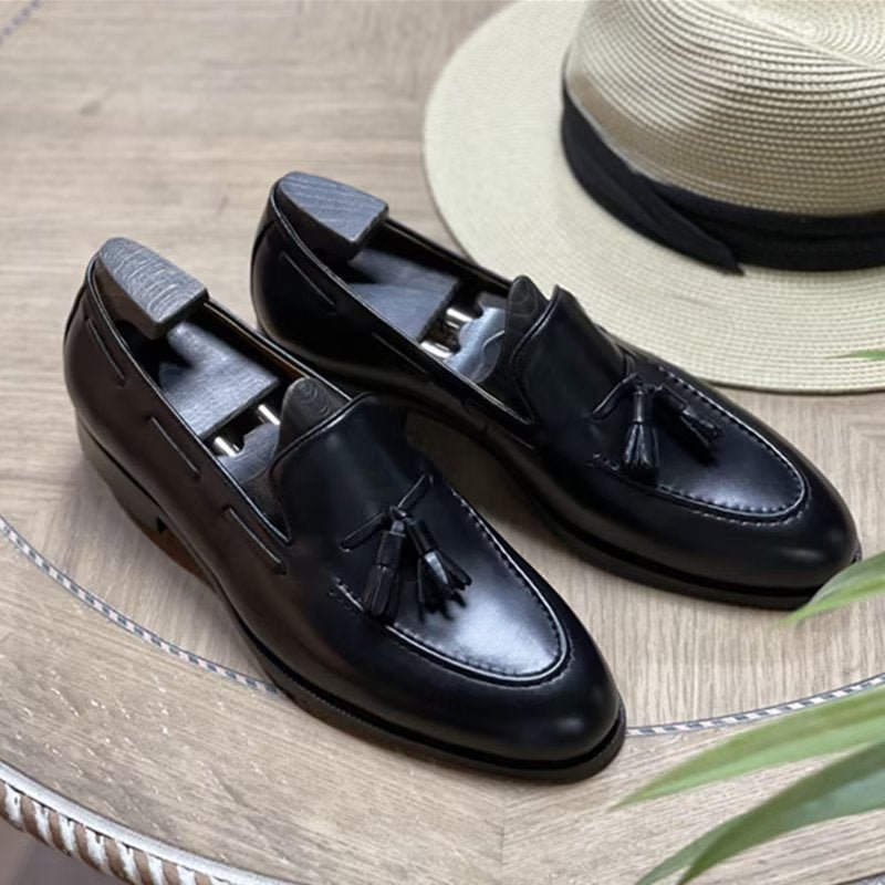 Pánska Spoločenská Obuv Elegantné Kožené Topánky Oxford V Štýle Tassel Brogue - Čierna