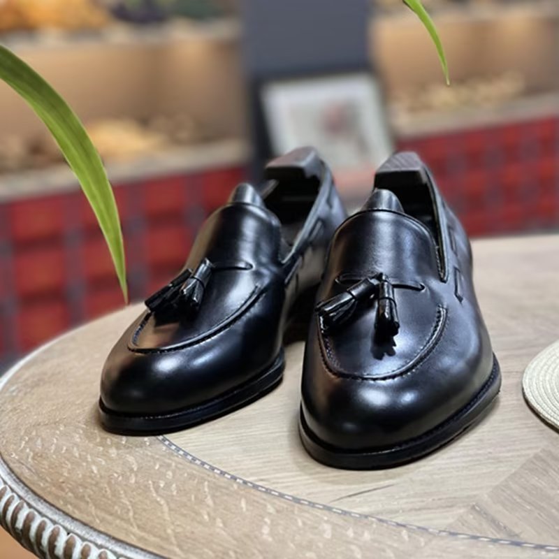 Pánska Spoločenská Obuv Elegantné Kožené Topánky Oxford V Štýle Tassel Brogue - Čierna