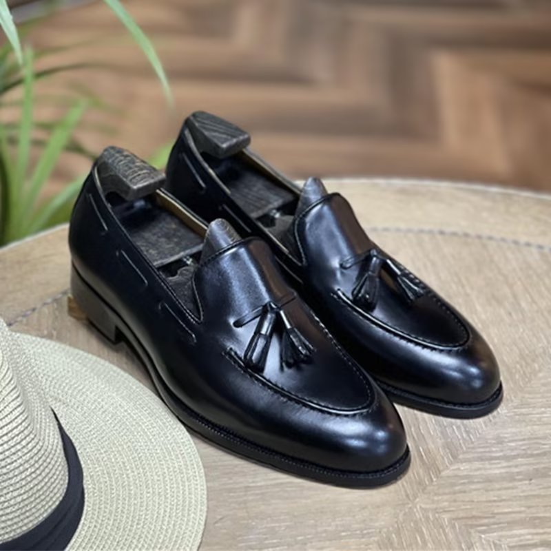 Pánska Spoločenská Obuv Elegantné Kožené Topánky Oxford V Štýle Tassel Brogue - Čierna