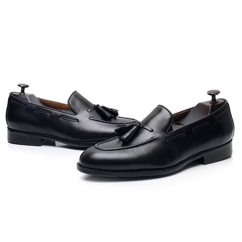 Pánska Spoločenská Obuv Elegantné Kožené Topánky Oxford V Štýle Tassel Brogue - Čierna