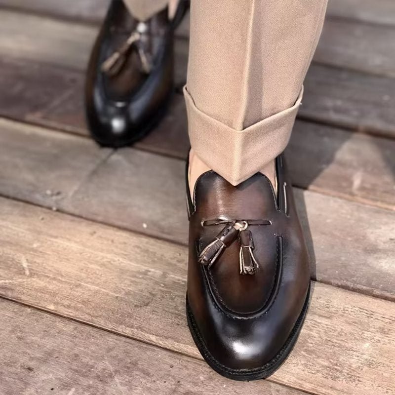 Pánska Spoločenská Obuv Elegantné Kožené Topánky Oxford V Štýle Tassel Brogue - Káva