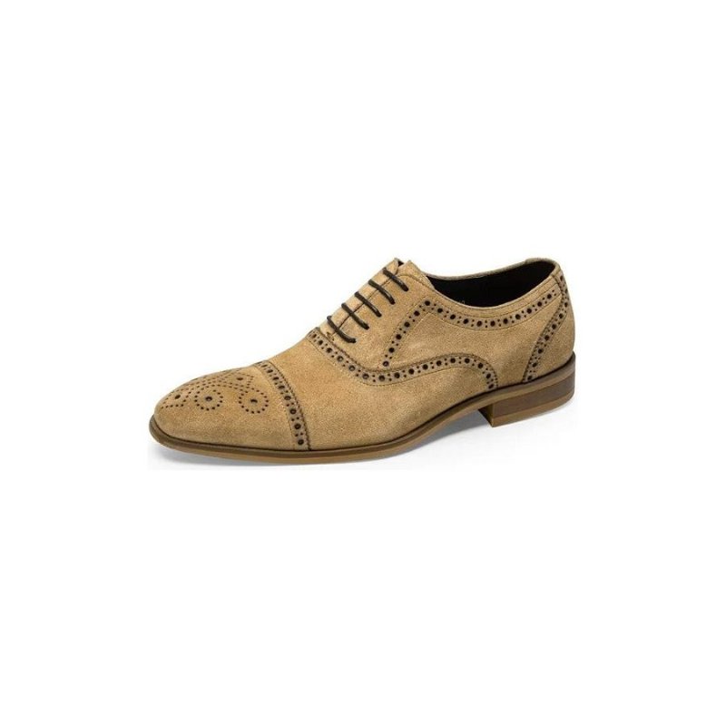 Pánska Spoločenská Obuv Elegantné Šnurovacie Šaty Brogues - Béžová