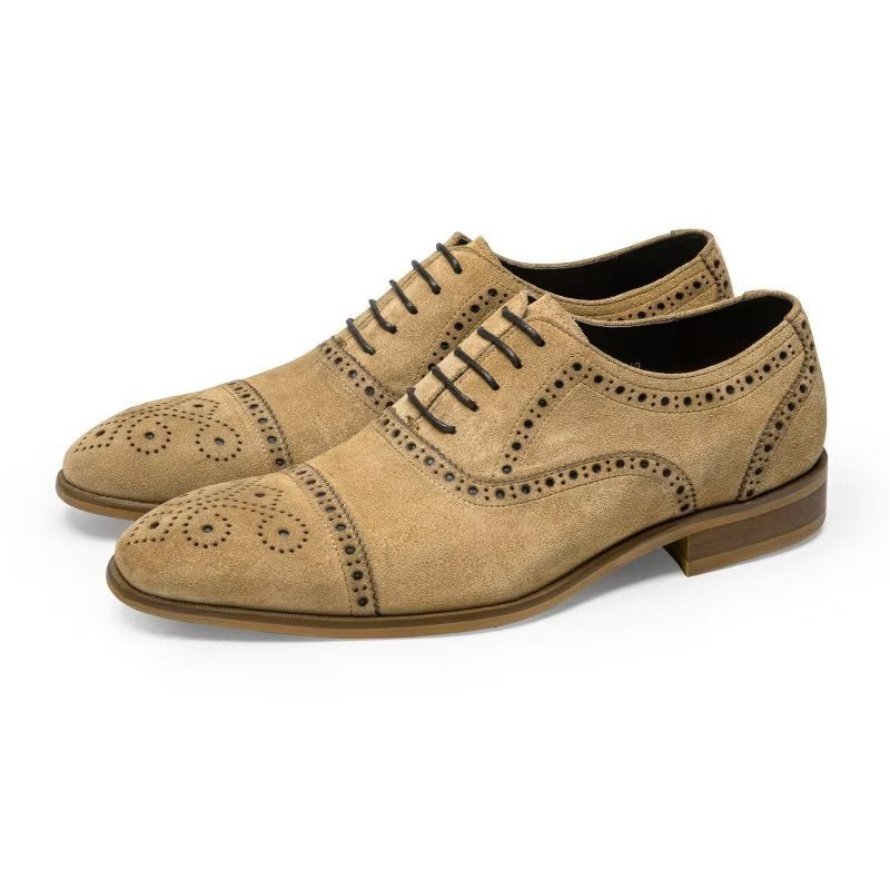 Pánska Spoločenská Obuv Elegantné Šnurovacie Šaty Brogues - Béžová