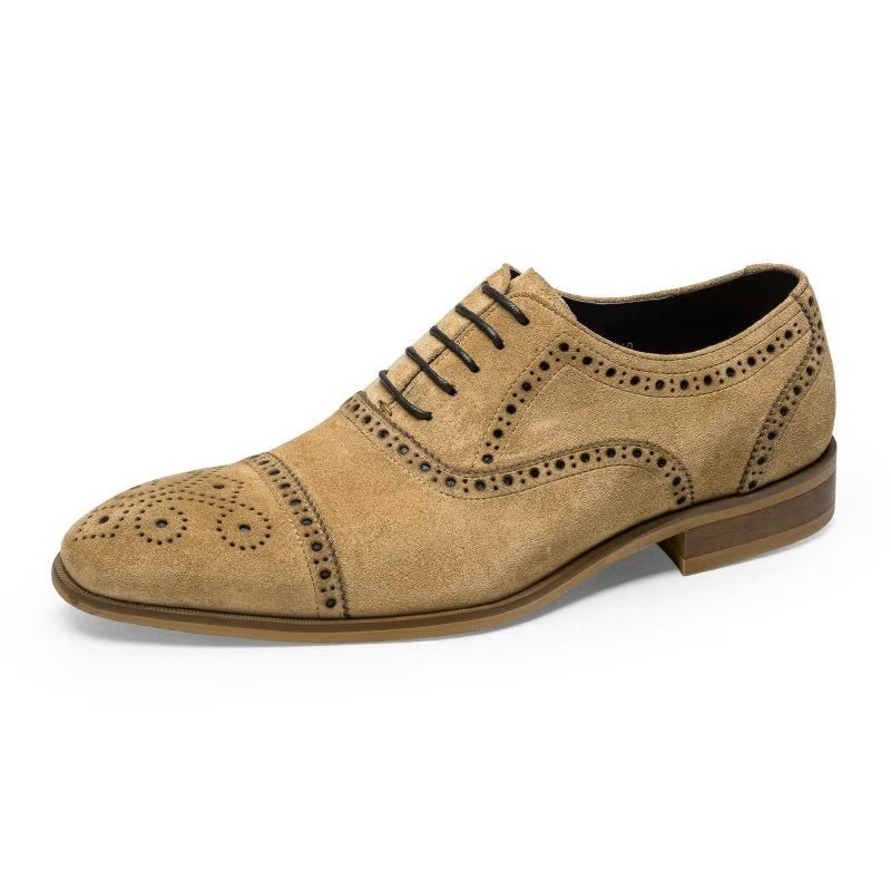 Pánska Spoločenská Obuv Elegantné Šnurovacie Šaty Brogues - Béžová