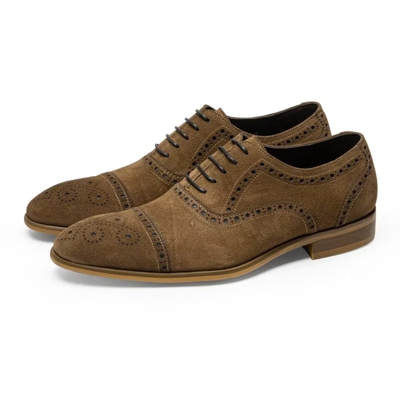 Pánska Spoločenská Obuv Elegantné Šnurovacie Šaty Brogues - Káva