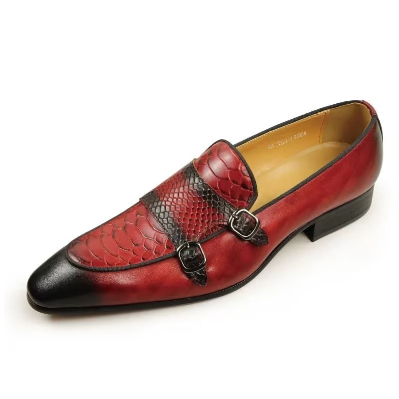 Pánska Spoločenská Obuv Exotic Metal Toe Slip-on Loafers - Červená