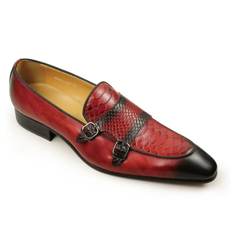 Pánska Spoločenská Obuv Exotic Metal Toe Slip-on Loafers - Červená