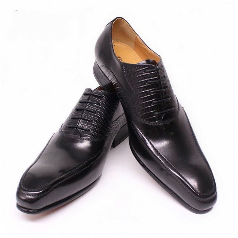 Pánska Spoločenská Obuv Exotic Pointed Toe Oxford - Čierna