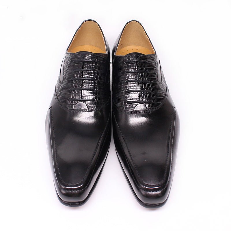 Pánska Spoločenská Obuv Exotic Pointed Toe Oxford - Čierna