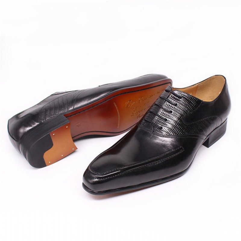 Pánska Spoločenská Obuv Exotic Pointed Toe Oxford - Čierna