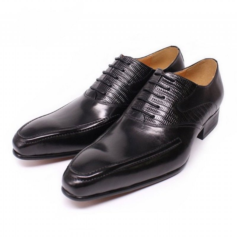 Pánska Spoločenská Obuv Exotic Pointed Toe Oxford - Čierna