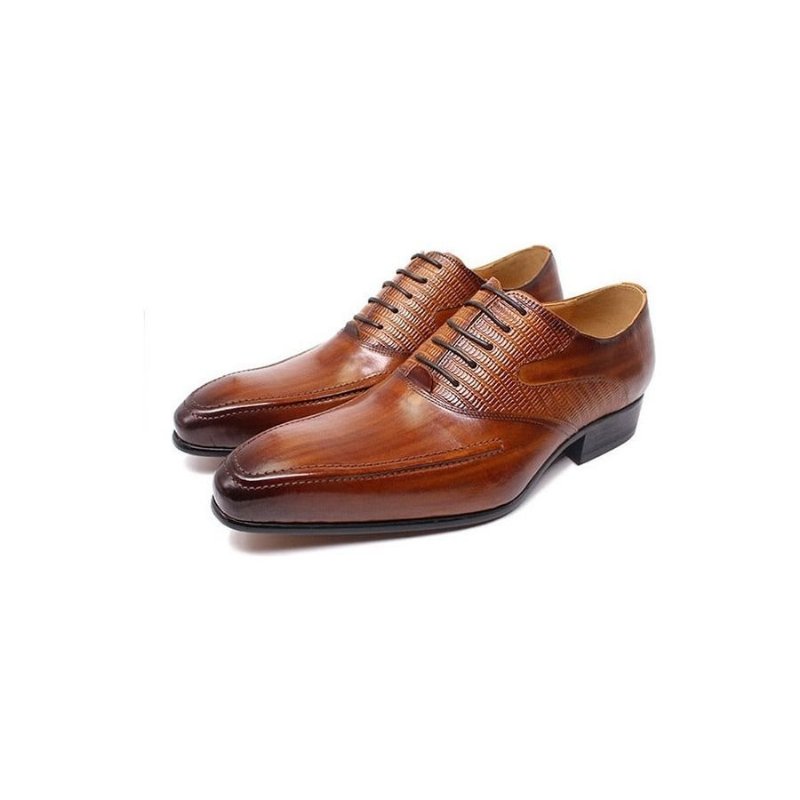 Pánska Spoločenská Obuv Exotic Pointed Toe Oxford - Káva