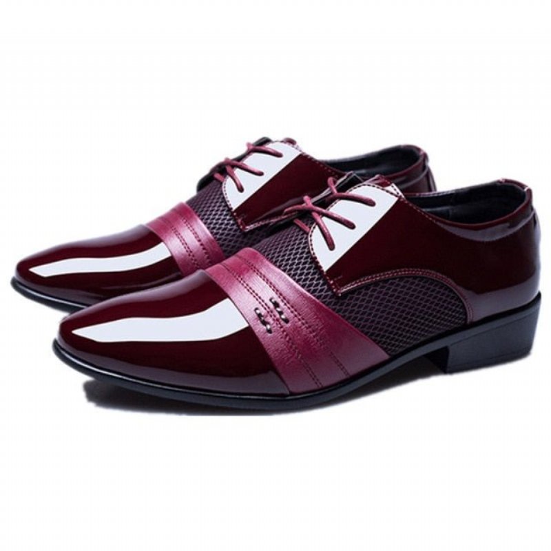 Pánska Spoločenská Obuv Exotic Pointed Toe Oxford - Červená