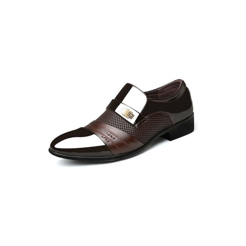 Pánska Spoločenská Obuv Exotic Pointed Toe Oxford - Káva