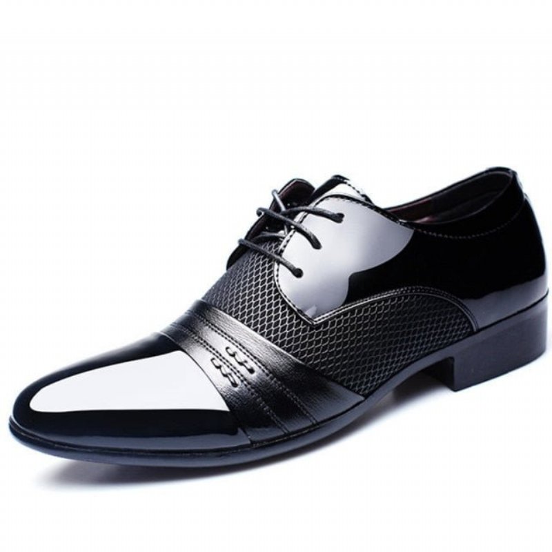 Pánska Spoločenská Obuv Exotic Pointed Toe Oxford - Čierna