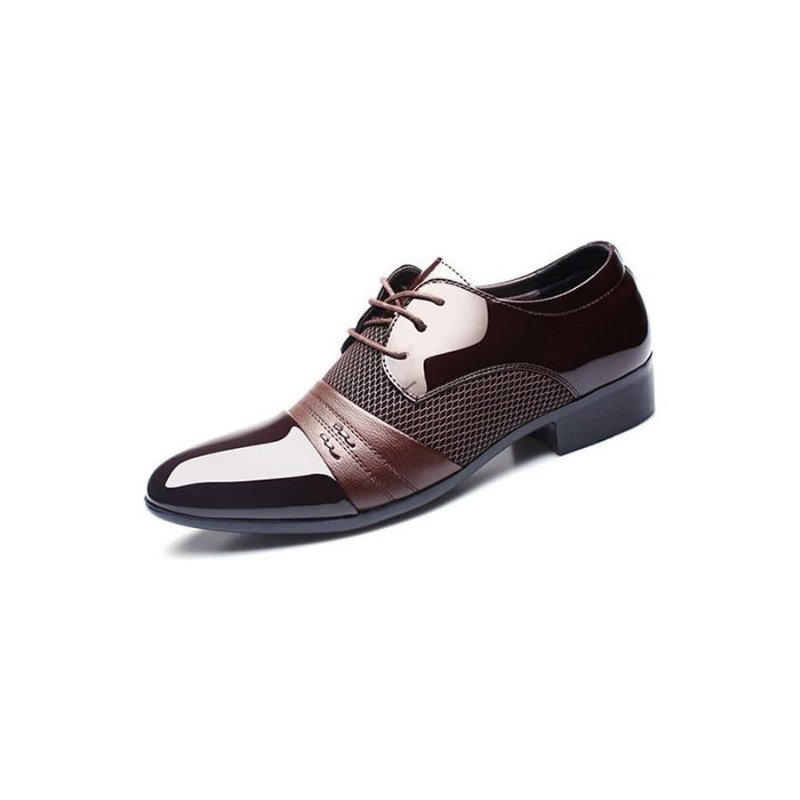 Pánska Spoločenská Obuv Exotic Pointed Toe Oxford - Káva