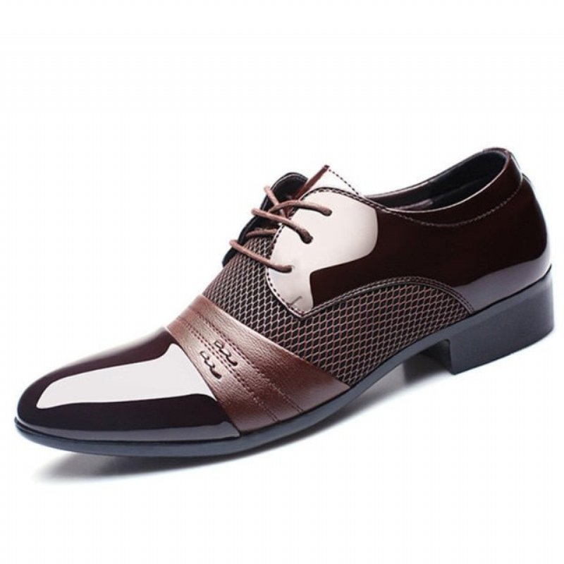 Pánska Spoločenská Obuv Exotic Pointed Toe Oxford - Káva