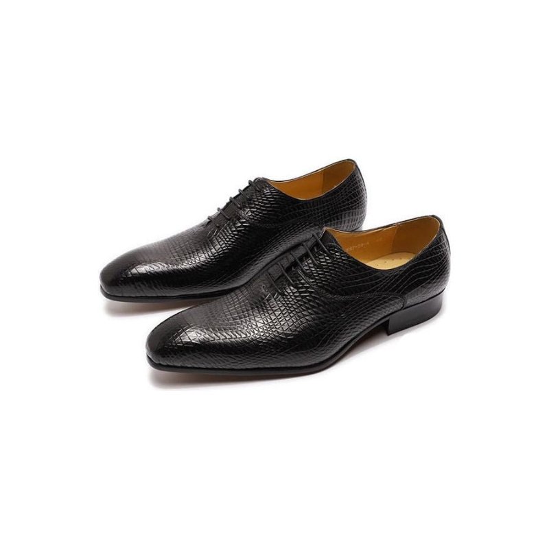 Pánska Spoločenská Obuv Exotic Pointed Toe Oxford Topánky - Čierna