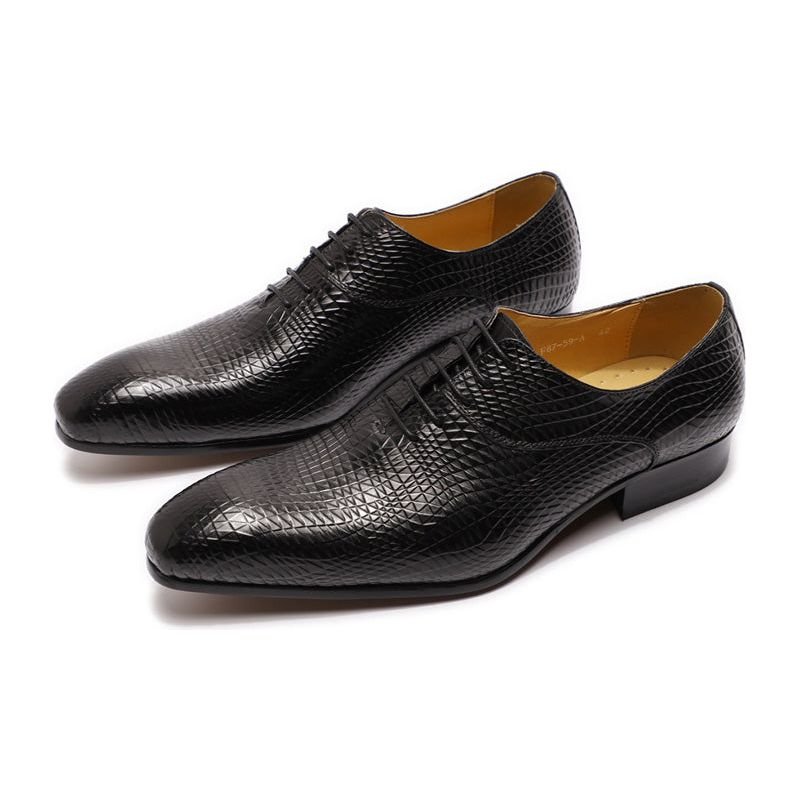 Pánska Spoločenská Obuv Exotic Pointed Toe Oxford Topánky - Čierna