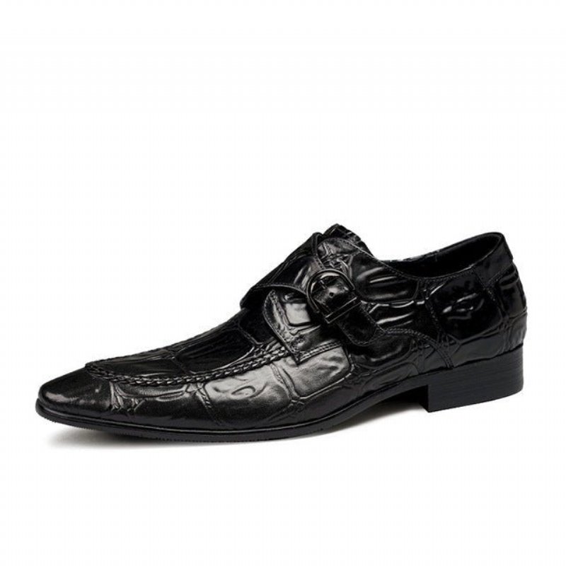 Pánska Spoločenská Obuv Exotic Pointed Toe Slip-on Brogues - Čierna