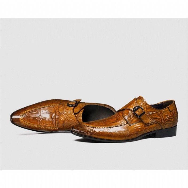 Pánska Spoločenská Obuv Exotic Pointed Toe Slip-on Brogues - Káva