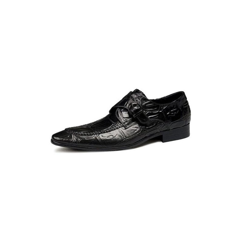 Pánska Spoločenská Obuv Exotic Pointed Toe Slip-on Brogues - Čierna