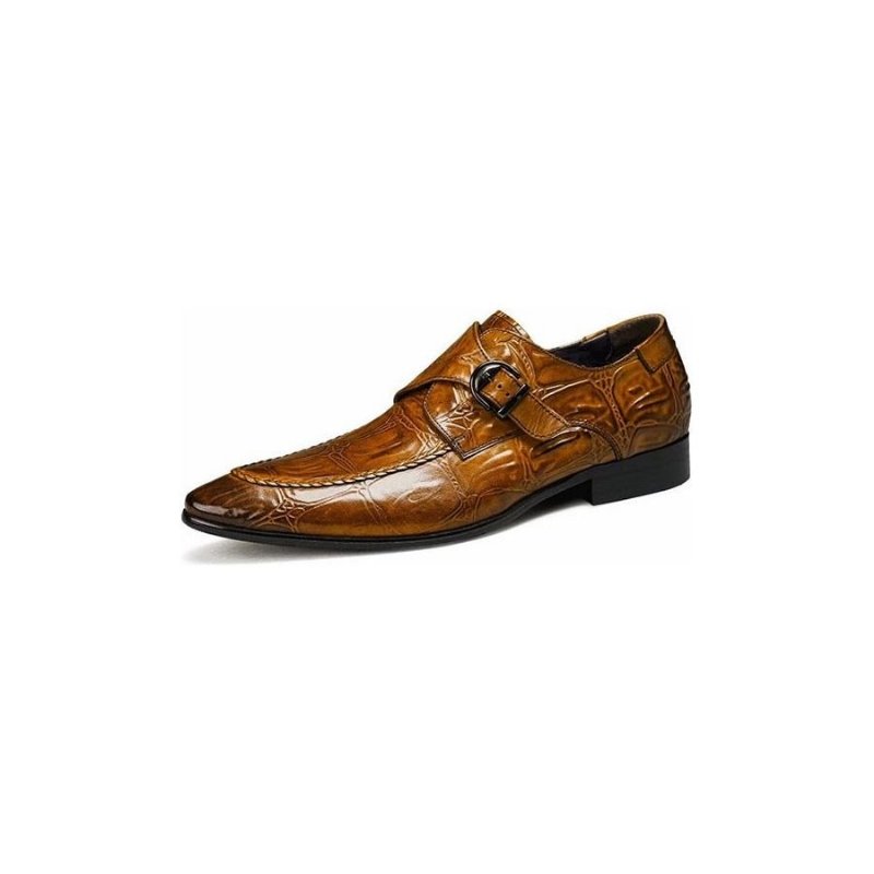 Pánska Spoločenská Obuv Exotic Pointed Toe Slip-on Brogues - Káva