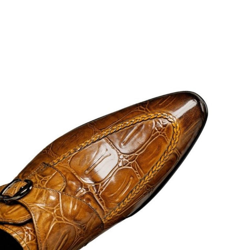 Pánska Spoločenská Obuv Exotic Pointed Toe Slip-on Brogues - Káva