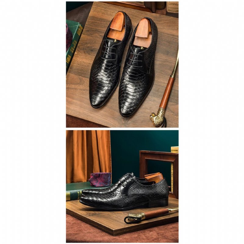 Pánska Spoločenská Obuv Exotické Retro Šnurovacie Topánky Wingtip Oxford - Čierna