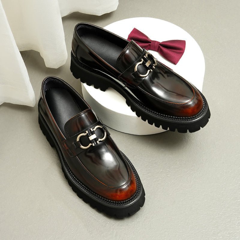 Pánska Spoločenská Obuv Hazel Luxury Platform Slip-on Loafers - Burdová