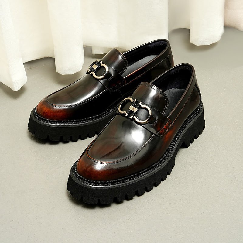 Pánska Spoločenská Obuv Hazel Luxury Platform Slip-on Loafers - Burdová