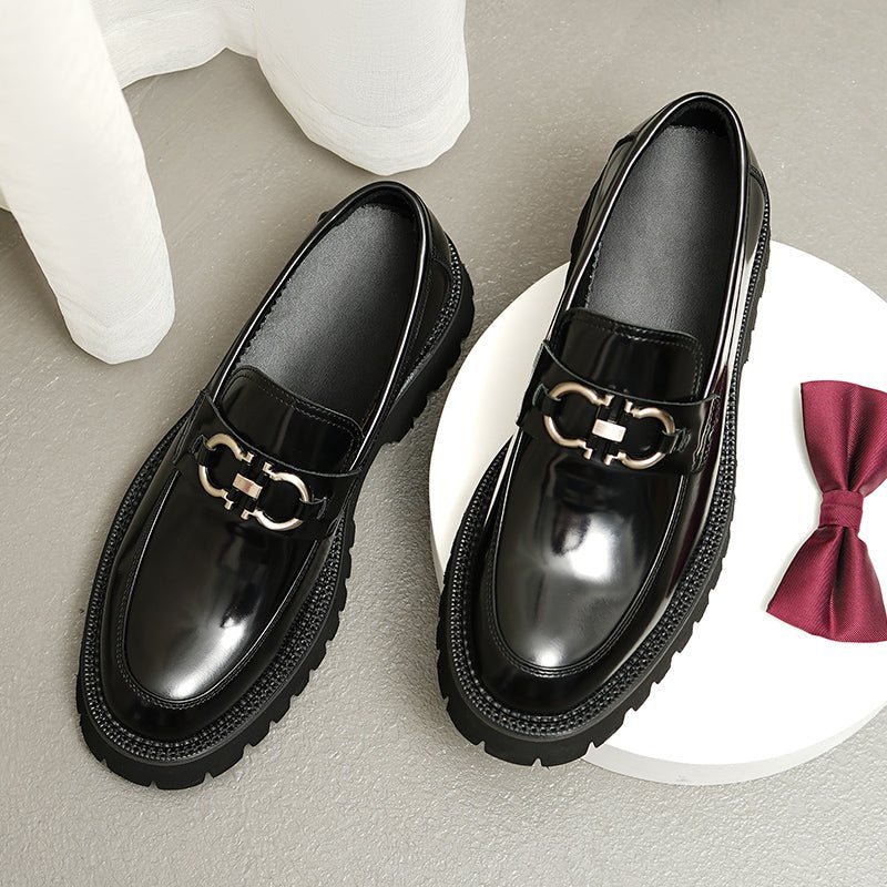 Pánska Spoločenská Obuv Hazel Luxury Platform Slip-on Loafers - Čierna