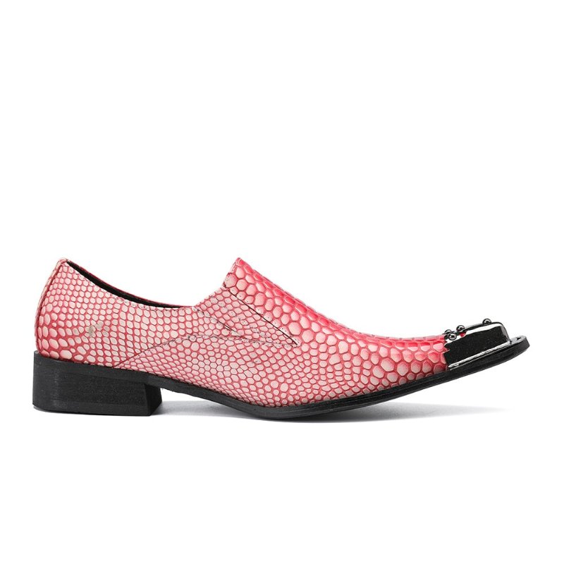 Pánska Spoločenská Obuv Luxusné Mokasíny Crocstripe Exotic Pattern - Červená