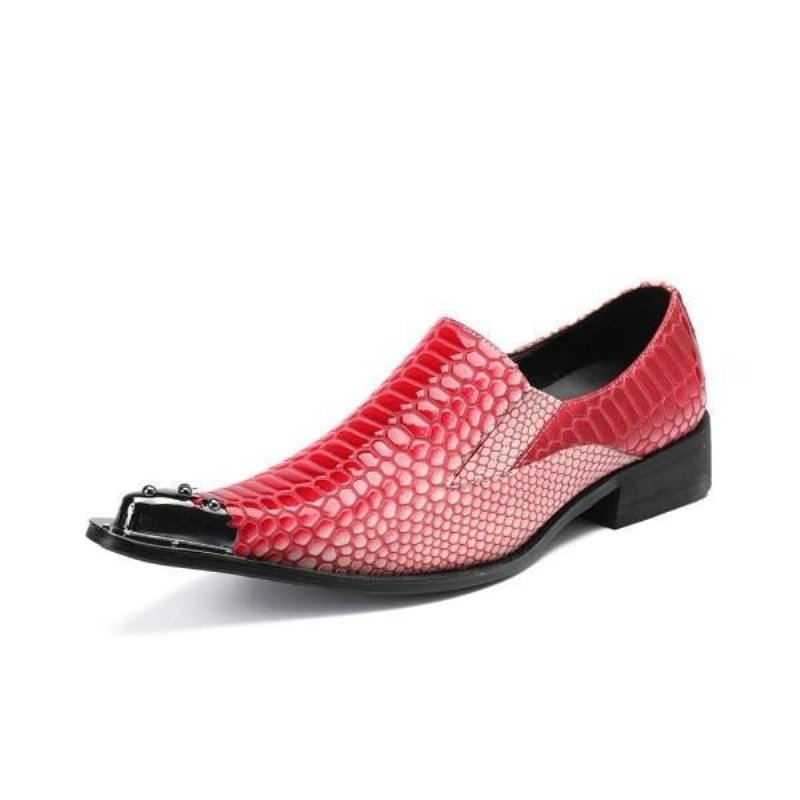 Pánska Spoločenská Obuv Luxusné Mokasíny Crocstripe Exotic Pattern - Červená