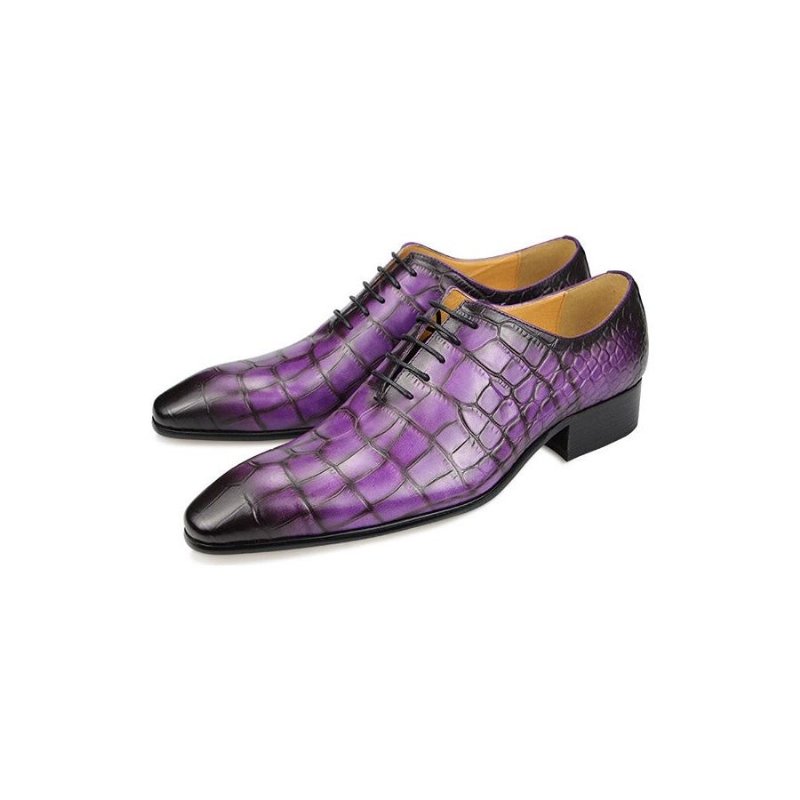 Pánska Spoločenská Obuv Luxusné Spoločenské Topánky Croctex Pointed Toe Oxford - Fialová