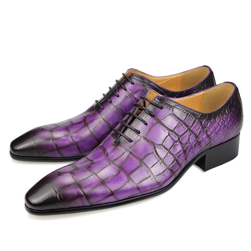 Pánska Spoločenská Obuv Luxusné Spoločenské Topánky Croctex Pointed Toe Oxford - Fialová