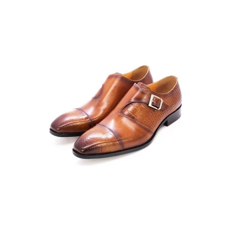 Pánska Spoločenská Obuv Modish Luxusné Crocodile Pattern Monkstrap