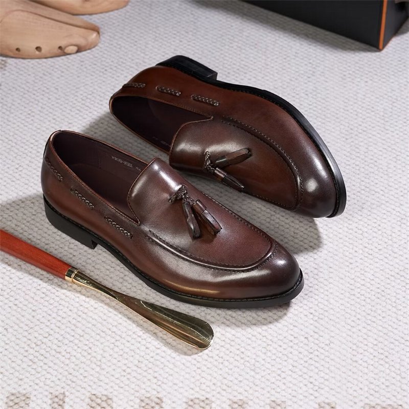 Pánska Spoločenská Obuv Sofistikované Allure Leather Slip-on - Hnedá