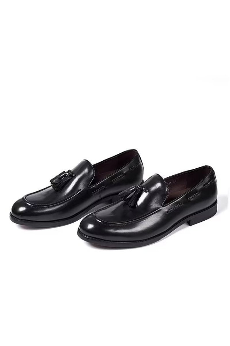 Pánska Spoločenská Obuv Sofistikované Allure Leather Slip-on - Čierna